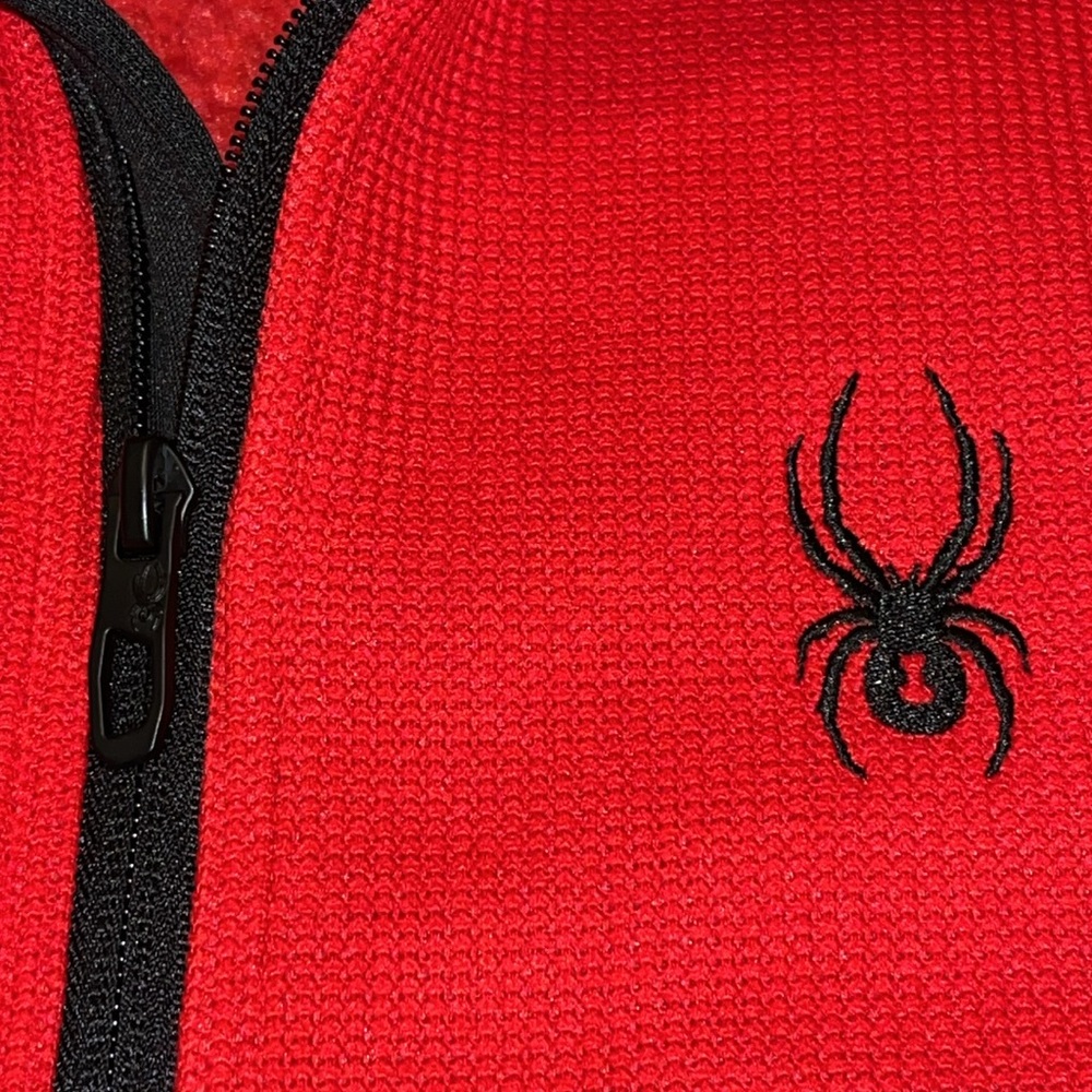 M SPYDER JACKET men's full zip pockets thick warm red black knit fleece NWT $169 - Picture 2 of 10